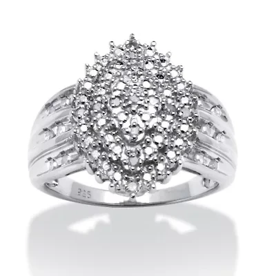 3/8 TCW Round Diamond Cluster Ring Platinum-plated Sterling Silver
