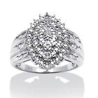 3/8 TCW Round Diamond Cluster Ring Platinum-plated Sterling Silver