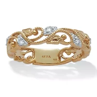 .11 TCW Diamond 18K Gold-Plated Sterling Silver Filigree Ring