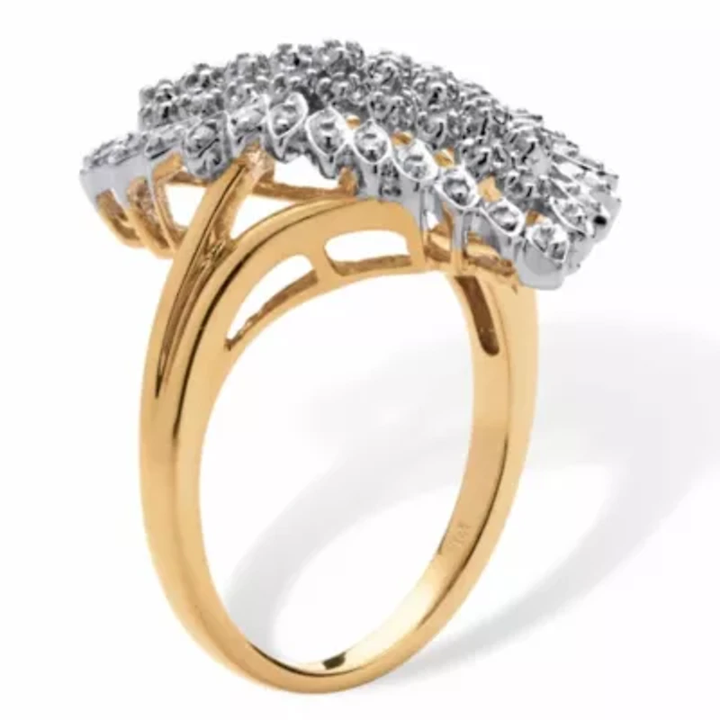 1/7 TCW Round Diamond Pave 18k Gold-plated Sterling Silver Cluster Ring