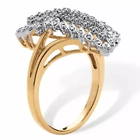 1/7 TCW Round Diamond Pave 18k Gold-plated Sterling Silver Cluster Ring