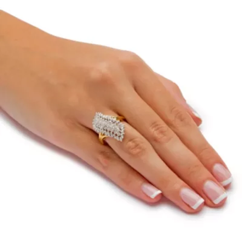 1/7 TCW Round Diamond Pave 18k Gold-plated Sterling Silver Cluster Ring