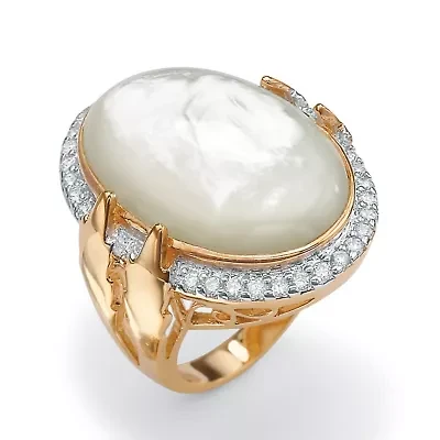.60 TCW Cubic Zirconia and Genuine Mother-of-Pearl Gold-Plated Ring