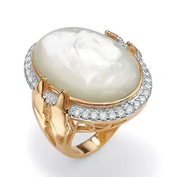 .60 TCW Cubic Zirconia and Genuine Mother-of-Pearl Gold-Plated Ring