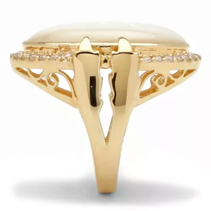 .60 TCW Cubic Zirconia and Genuine Mother-of-Pearl Gold-Plated Ring