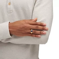 Lab Created Men's Blue Sapphire Diamond Accent 18k Gold-Plated Etched Ring