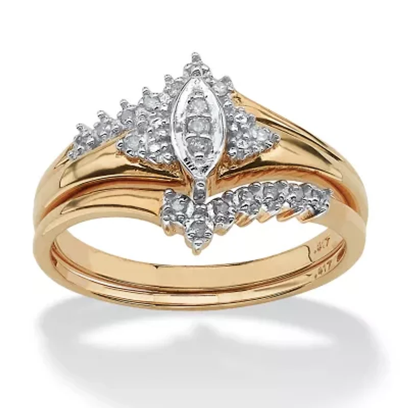 1/10 TCW Round Diamond 2-Piece Bridal Set 10k Gold
