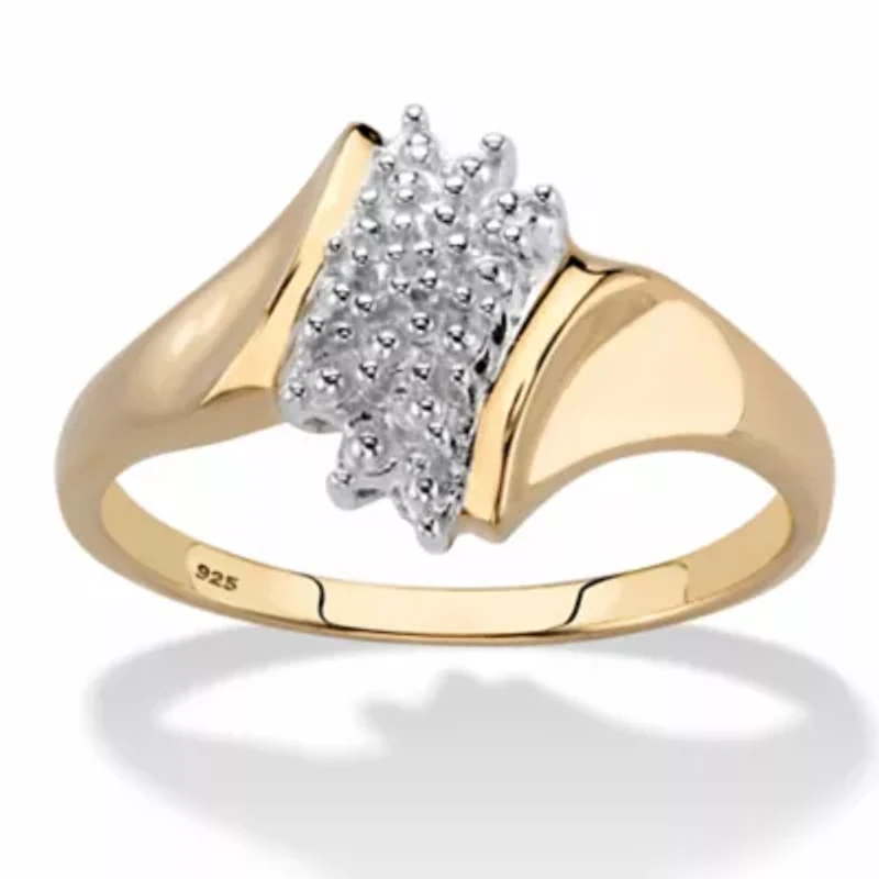 Pave Diamond Accent Cluster Ring Gold-Plated Sterling Silver