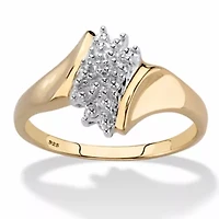 Pave Diamond Accent Cluster Ring Gold-Plated Sterling Silver