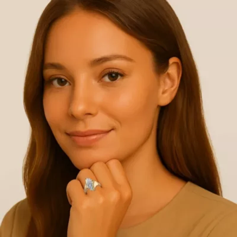 Pave Diamond Accent Cluster Ring Gold-Plated Sterling Silver