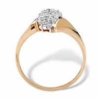 Pave Diamond Accent Cluster Ring Gold-Plated Sterling Silver