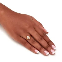 Pave Diamond Accent Cluster Ring Gold-Plated Sterling Silver