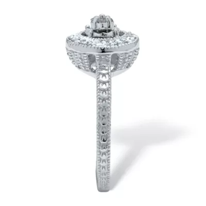 .10 TCW Diamond Sterling Silver Halo Ring