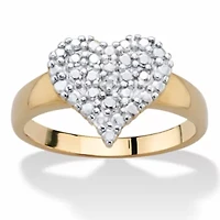 Diamond Accent Gold-Plated Stippled Cluster Heart-Shaped Ring