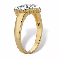 Diamond Accent Gold-Plated Stippled Cluster Heart-Shaped Ring