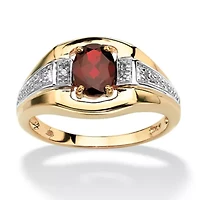 Men's 1.42 Cttw. Oval-Cut Garnet Gold-Plated Sterling Silver Ring