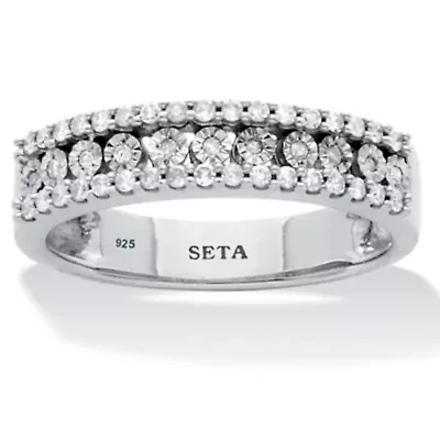 .25 TCW Diamond Sterling Silver Multi-Row Ring