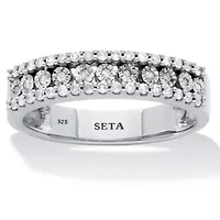 .25 TCW Diamond Sterling Silver Multi-Row Ring