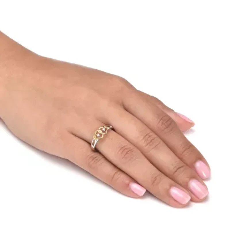 .03 TCW Diamond Tutone Sterling Silver Interlocking Heart Ring
