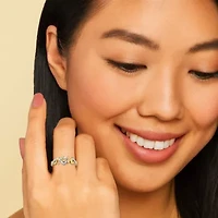 1/10 Cttw. 18k Yellow Gold-plated Silver Round Diamond "Mom" Hearts Ring