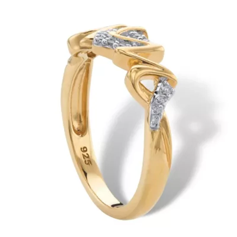 1/10 Cttw. 18k Yellow Gold-plated Silver Round Diamond "Mom" Hearts Ring