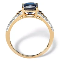 Lab Created 2.50 TCW Blue Sapphire and CZ Ring 18k Gold-plated Sterling Silver
