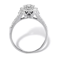 1/2 Cttw. Round Diamond Solid 10k White Gold Engagement Cluster Ring