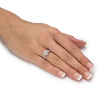 1/2 Cttw. Round Diamond Solid 10k White Gold Engagement Cluster Ring