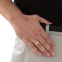 Men's Gold-Plated Sterling Silver Horizontal Crucifix Cross Ring