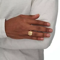 Men's 1/10 TCW Gold-Plated Sterling Silver Diamond Crucifix Cross Ring