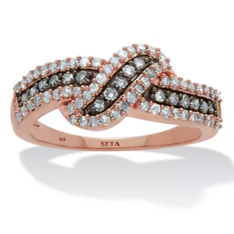 .50 TCW Diamond 14k Rose Gold-Plated Sterling Silver Crossover Ring