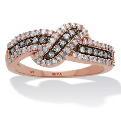 .50 TCW Diamond 14k Rose Gold-Plated Sterling Silver Crossover Ring