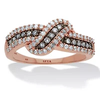 .50 TCW Diamond 14k Rose Gold-Plated Sterling Silver Crossover Ring