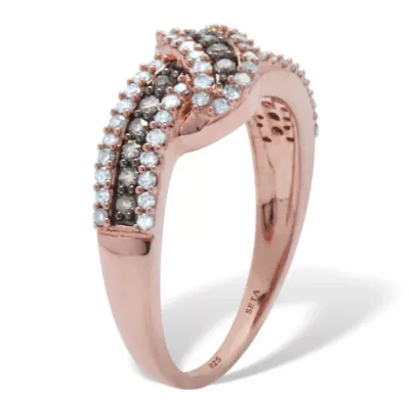 .50 TCW Diamond 14k Rose Gold-Plated Sterling Silver Crossover Ring