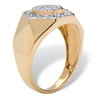 Men's 1/10 TCW Round Diamond 18k Gold-plated Sterling Silver Hexagon-Shape Ring