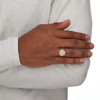 Men's 1/10 TCW Round Diamond 18k Gold-plated Sterling Silver Hexagon-Shape Ring