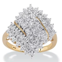 1/4 Cttw. Round Diamond 18k Gold-plated Sterling Silver Cluster Ring