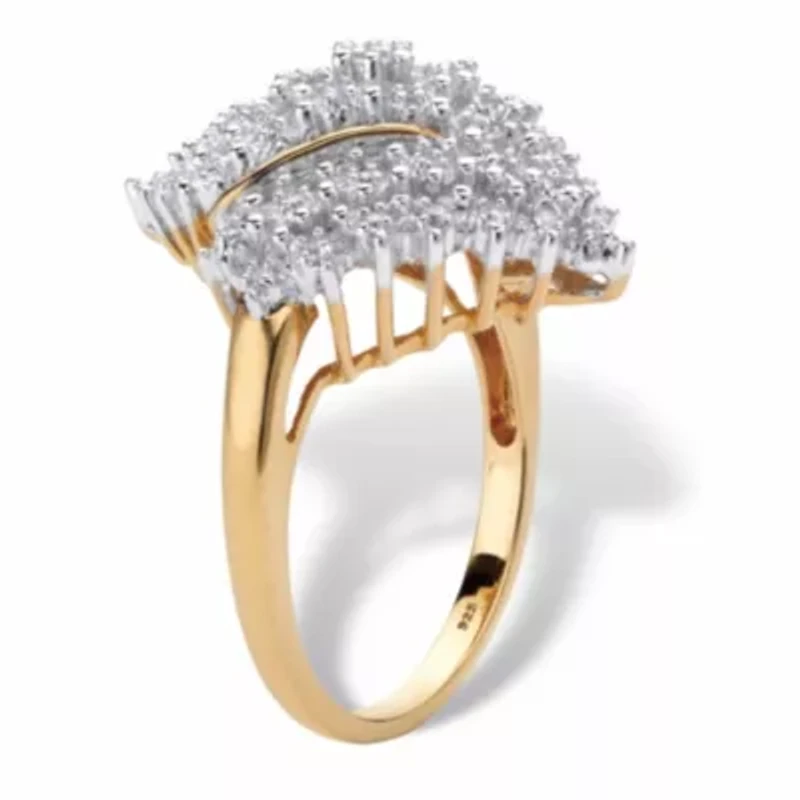 1/4 Cttw. Round Diamond 18k Gold-plated Sterling Silver Cluster Ring