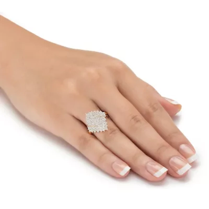 1/4 Cttw. Round Diamond 18k Gold-plated Sterling Silver Cluster Ring