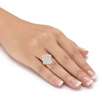 1/4 Cttw. Round Diamond 18k Gold-plated Sterling Silver Cluster Ring