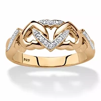 Diamond Accent Interlocking Hearts Ring 18k Gold-plated Sterling Silver