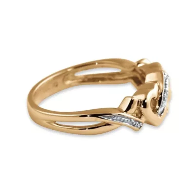 Diamond Accent Interlocking Hearts Ring 18k Gold-plated Sterling Silver