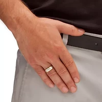 Men's Diamond Accent Two-Tone Band 18k Yellow Gold-plated Sterling Silver