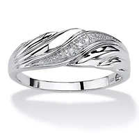 Men's Diamond Accent Diagonal Swirl Ring Platinum-plated Sterling Silver