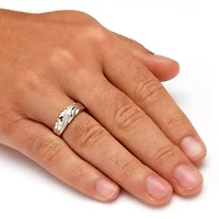 Men's Diamond Accent Diagonal Swirl Ring Platinum-plated Sterling Silver