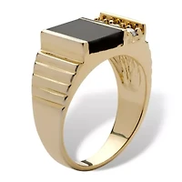 Men's .30 TCW Genuine Onyx Cubic Zirconia Accent Gold-Plated Classic Ring