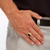 Men's .30 TCW Genuine Onyx Cubic Zirconia Accent Gold-Plated Classic Ring