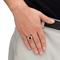 Men's 1/5 TCW Genuine Black Onyx and Diamond 18k Gold-Plated Ring