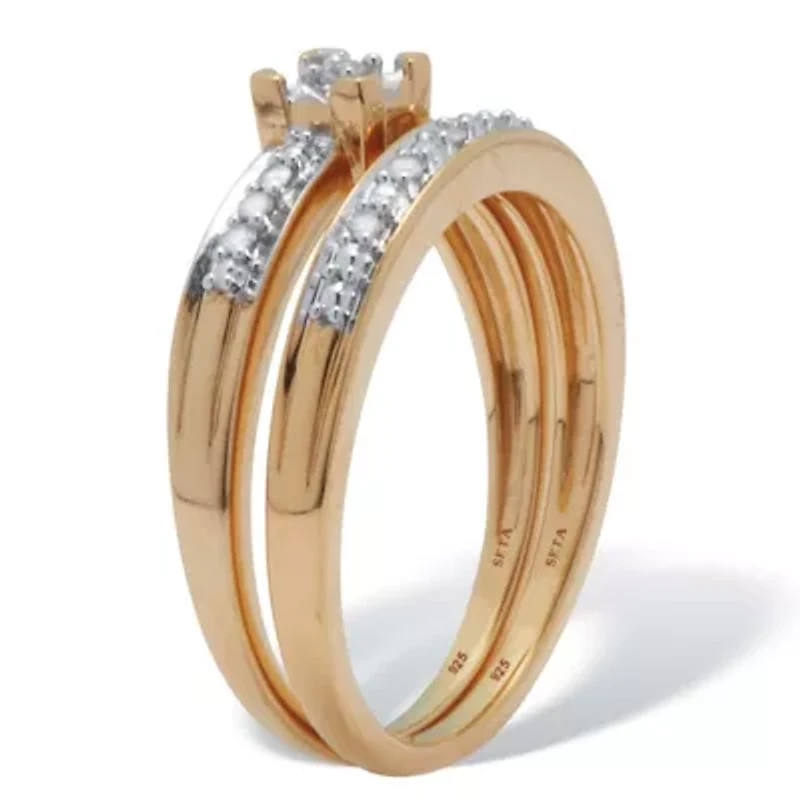 .09 TCW Diamond 18K Gold-Plated Sterling Silver Bridal Set