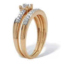 .09 TCW Diamond 18K Gold-Plated Sterling Silver Bridal Set